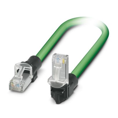Phoenix Contact PROFINET Cordset; NBC-R4ACS/0.5-93B/R4ACB; RJ45 to RJ45; CAT5; Male Straight to Male Bottom; 4-Pin; 0.5m PVC Cable